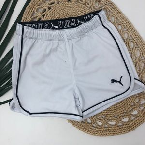 PUMA Girls Athletic Shorts White Black Size Small